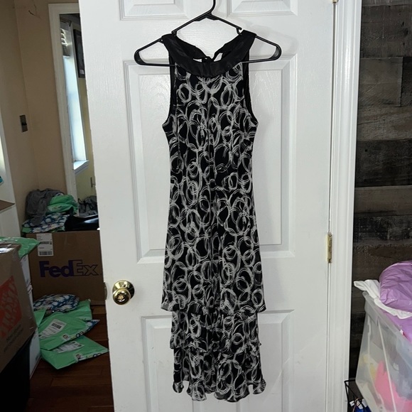 Bice Black & White Circle Print Halter Top Tiered Maxi Dress Size 8 - Picture 1 of 5